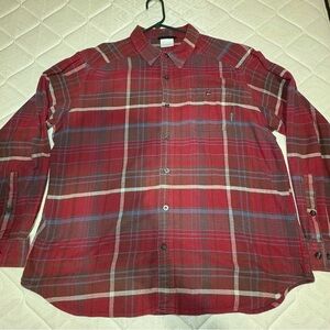 Columbia Men's Red Plaid Shirt XL Button Up Long Sleeve